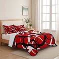 thumbnail image 5 of Queen Quilt Set 90''x96'', Red Geometric Lightweight Bedspread Coverlet Set with 2 Pillow Shams, Modern Abstract Black White Striped Lines Breathable All Season Quilt Bedding for Bedroom/Guest Room, 5 of 9