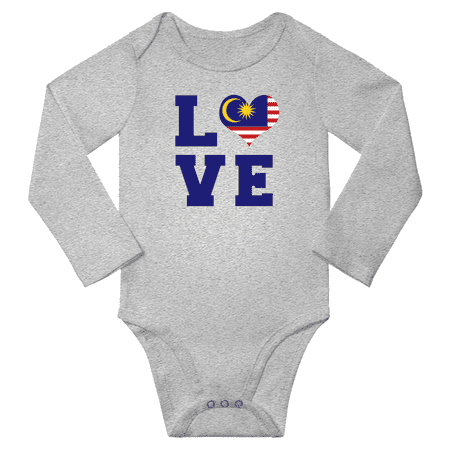 

Love Malaysia Heart Flag Baby Long Slevve Romper (Gray 12-18 Months)