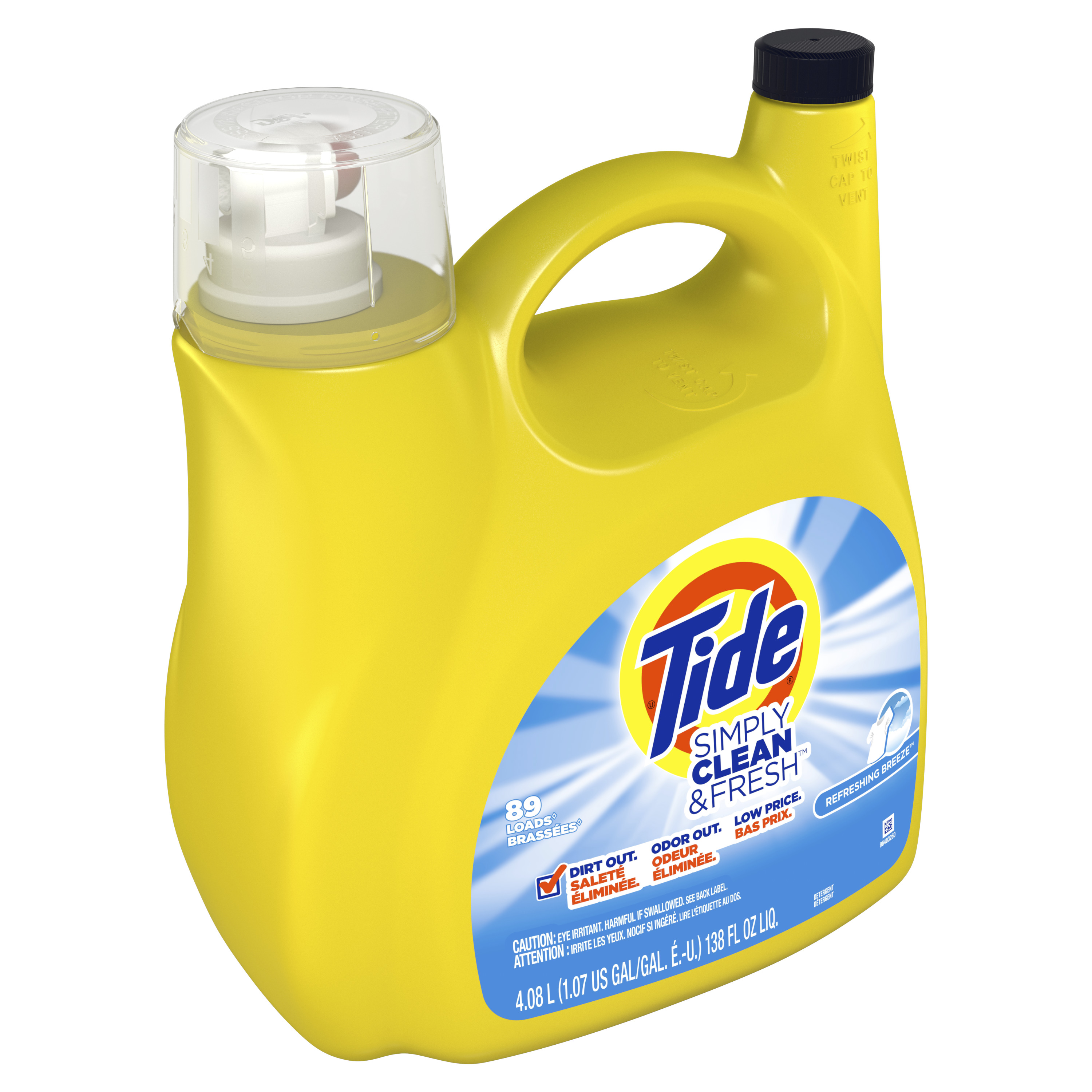 Tide Simply Refreshing Breeze, 89 Loads Liquid Laundry Detergent, 138 fl oz - image 2 of 9