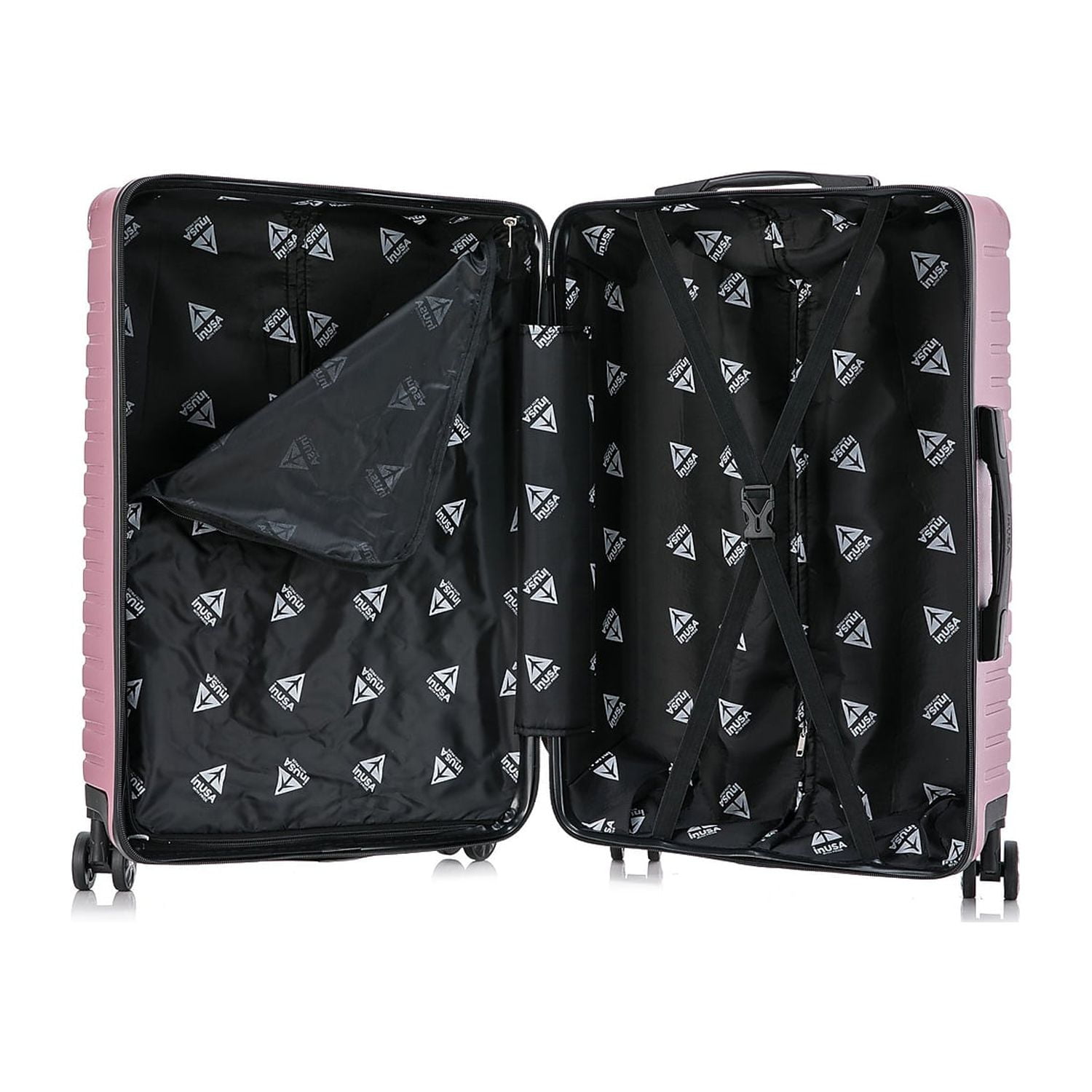 InUSA Deep 20" Hardside Lightweight Luggage with Spinner Wheels, Handle Studs, Trolley, Rose Gold