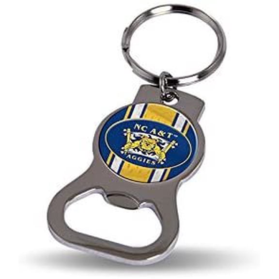 North Carolina A&T University Aggies Metal Bottle Opener Keychain, 4x3 Inch, Logo Color