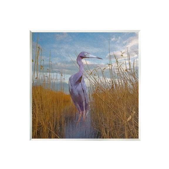 Stupell Egret Beach Reeds Coastal Grasses Landscape Painting Wall Plaque Unframed Art Print Wall Art