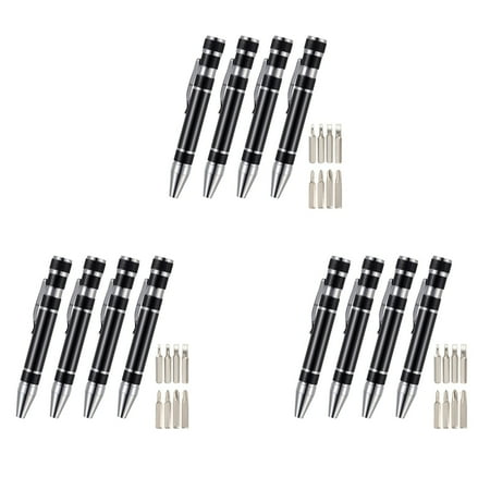 

12 Pcs Pen Screwdriver Tool Magnetic Pocket Screwdriver Multi-Function Mini Gadgets Repair Tools (Black)