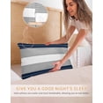 thumbnail image 5 of Navy Blue Grey Stripe Pillow Cases King Size Set of 2, Smooth Satin Pillowcase for Hair and Skin, Modern Art Horizontal Striped Decorative Cooling Bed Pillow Covers with Zipper, 20x36 Inches, 5 of 5