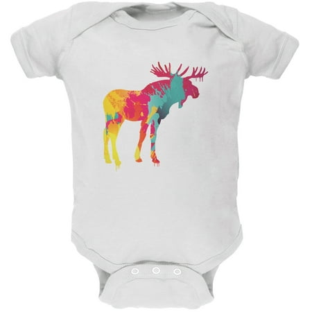 

Splatter Moose White Soft Baby One Piece - 6 month
