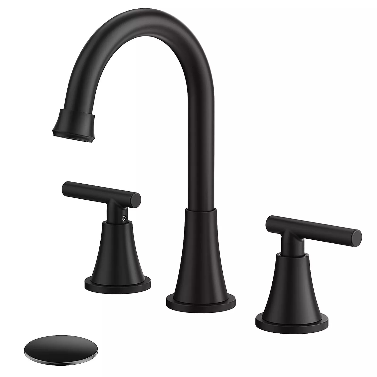 Black Bathroom Sink Faucet 3 Holes Widespread Vanity Mixer Faucet w Pop up Drain