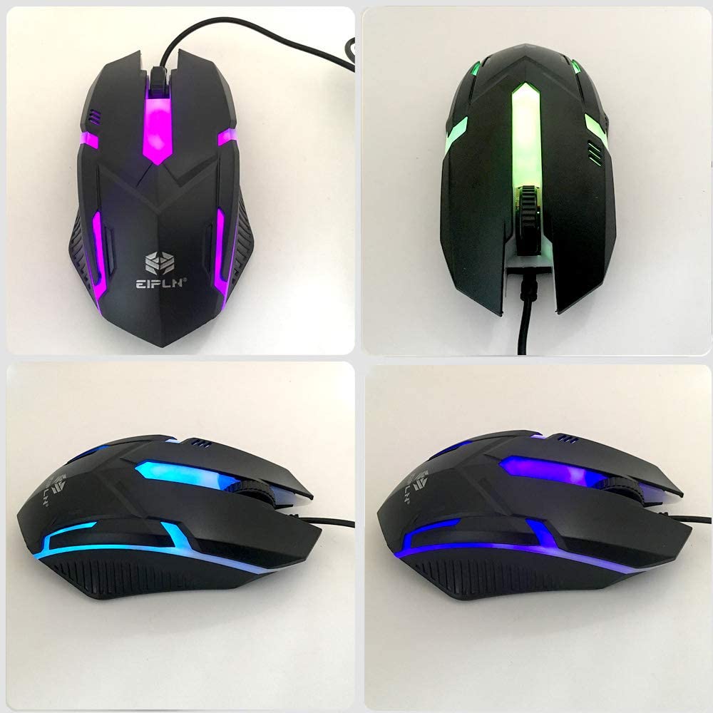 3-button PC Mouse Wired, Ergonomic USB Computer Mouse White, LED Backlit USB Gaming Mouse Computer Laptop