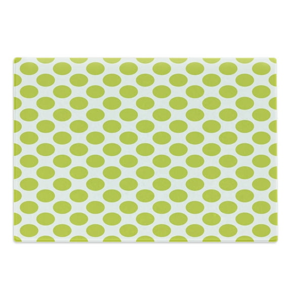 Lime Green Cutting Board, Nostalgic Polka Dots Style Girlish Vintage Large Circles Rounds Pattern, Decorative Tempered Glass Cutting and Serving Board, Large Size, Apple Green White, by Ambesonne