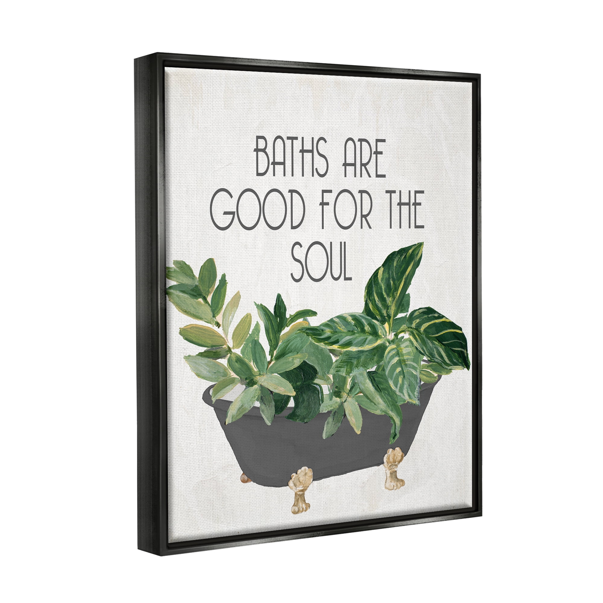 Stupell Industries Botanical Bath Phrase Typography Painting Black Floater Framed Art Print Wall Art, 25 x 31