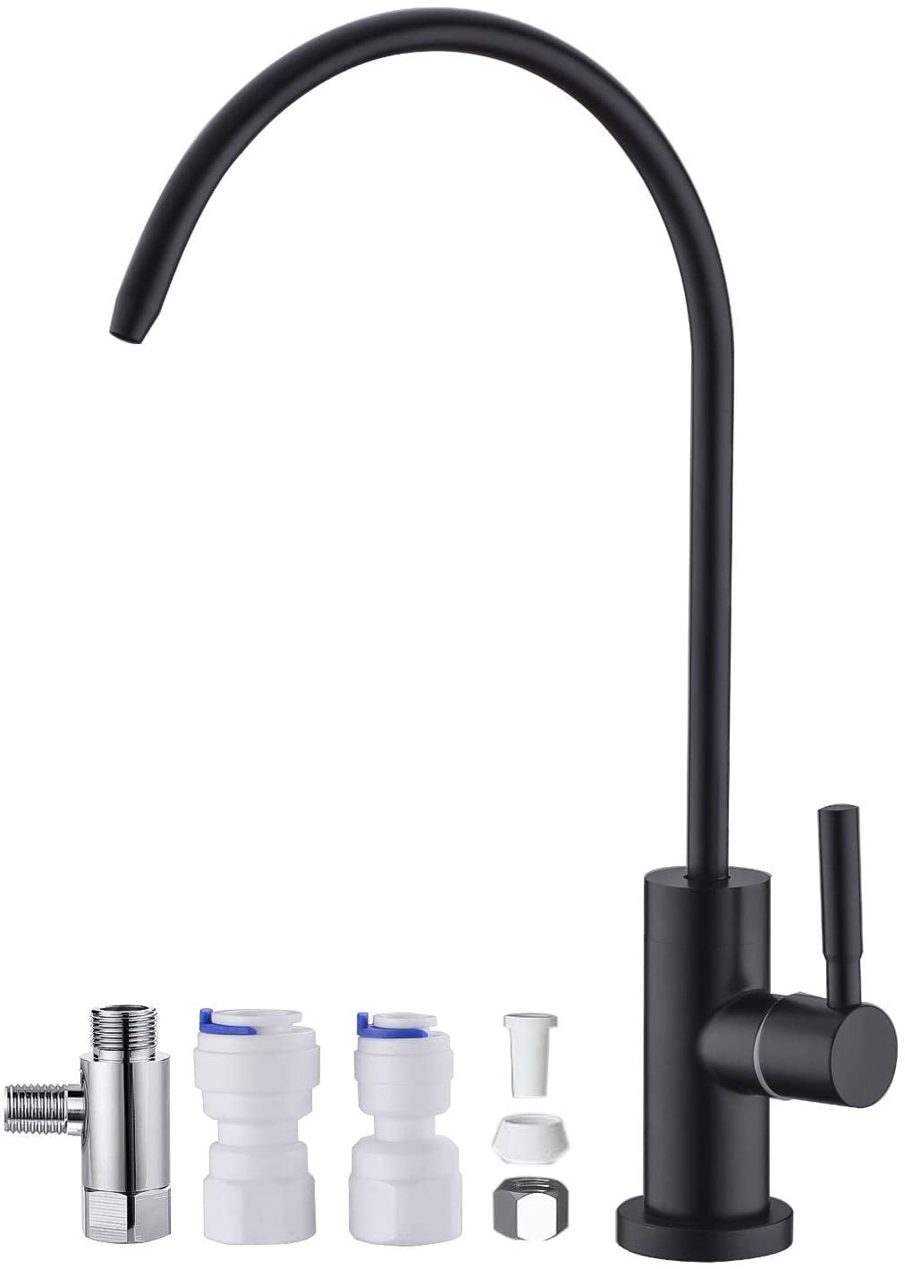Drinking Water Faucet, Lead-Free, SUS304 Stainless Steel Kitchen Water Filter Faucet for Reverse Osmosis and Water Filtration Systems, Matte Black