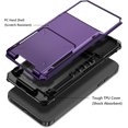 thumbnail image 3 of Case Compatible with iPhone 15 Pro with Card Holder 4-Card Dual Layer Heavy Duty Shockproof Wallet Case Hidden Flip Card Slot Protective Hard Back Cover Case for iPhone 15 Pro 6.1'' GreyPurple, 3 of 14