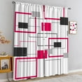thumbnail image 6 of Black Red Grey Mid Century Blackout Curtains for Bedroom, Modern Abstract Geometric Check Thermal Insulated Room Darkening Curtains, Dust-Proof Window Curtains for Living Room Study-W84xL84in, 6 of 6