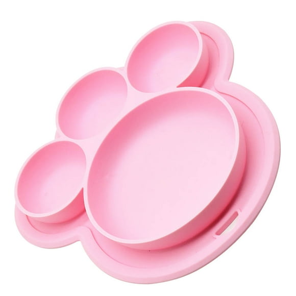 Bearachild de cena para niños, alimentación de silicona, frutas, dividido, cuenco, forma de pata, vajilla de alimentación, juguete para Mostrada Rosado Bearachild HA003350-01