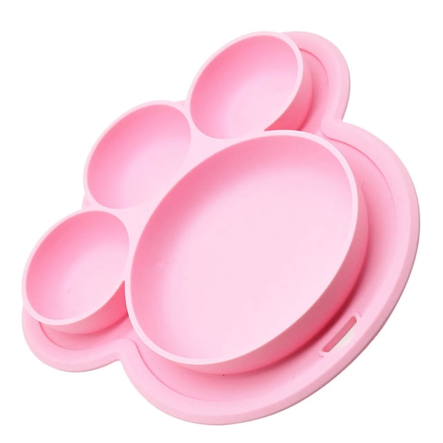 Bearachild de cena para niños, alimentación de silicona, frutas, dividido, cuenco, forma de pata, vajilla de alimentación, juguete para Mostrada Rosado Bearachild HA003350-01