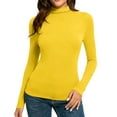 thumbnail image 5 of Women's Mock Turtle Neck Slim Fit Long Sleeve Shirts Fall Fashion Tight Tops Basic Tee Winter Undershirt Yellow XL, 5 of 5