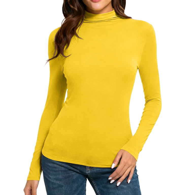 Women's Mock Turtle Neck Slim Fit Long Sleeve Shirts Fall Fashion