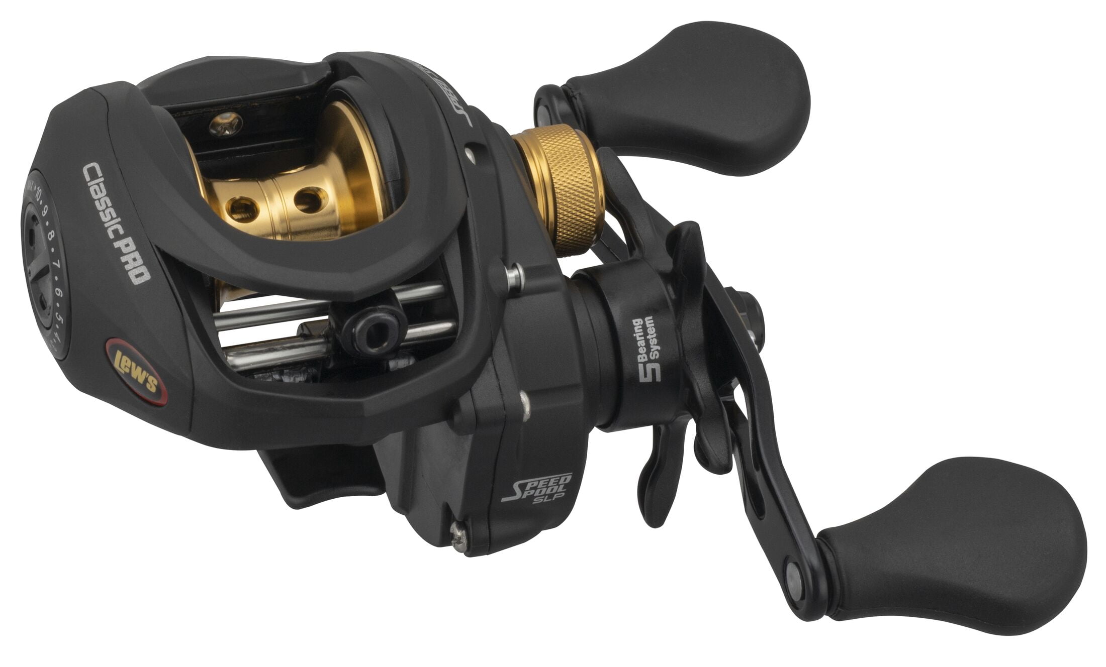 Lew’s Classic Pro Baitcast Fishing Reel, LH Retrieve, 7.5:1 Gear Ratio, 4+1 Bearings (Clam Packaging)