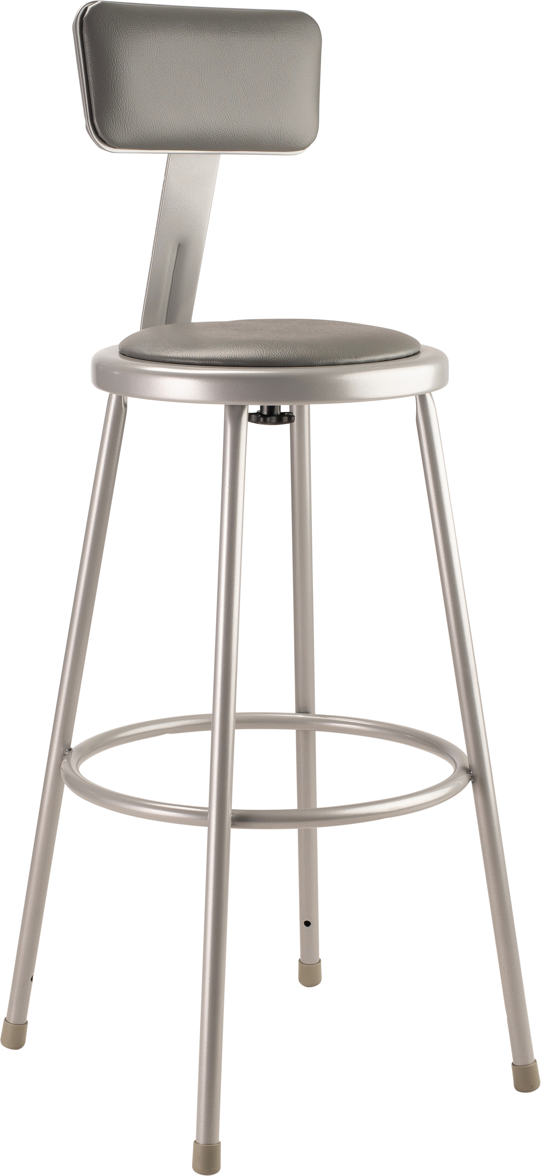 (Pack of 2) NPS 30" Heavy Duty Vinyl Padded Steel Stool With Backrest, Grey