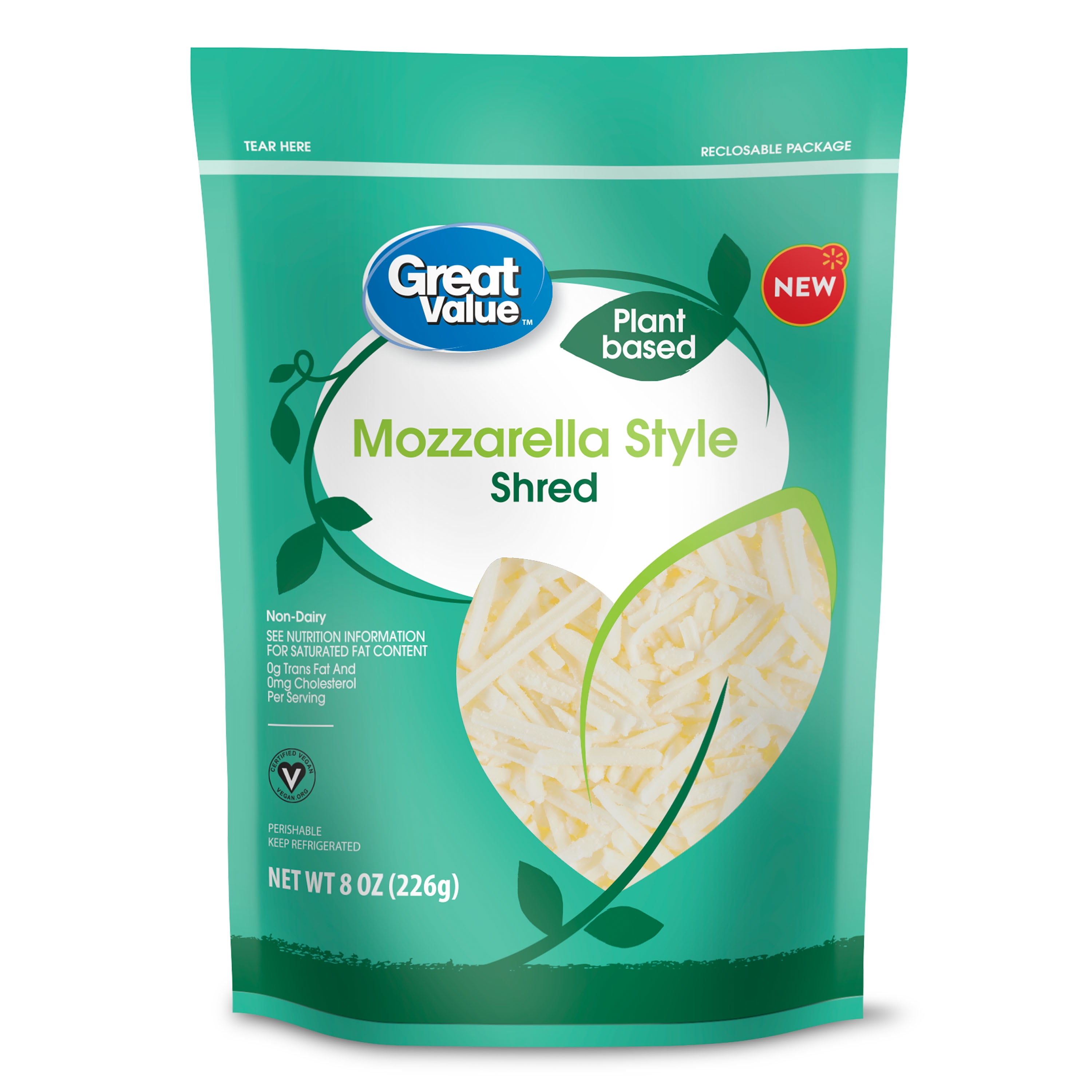 Great Value Plant Based Mozzarella Style Shred, 8 oz