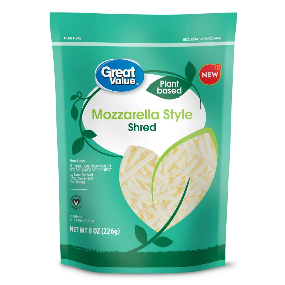 Great Value Plant Based Mozzarella Style Shred, 8 oz