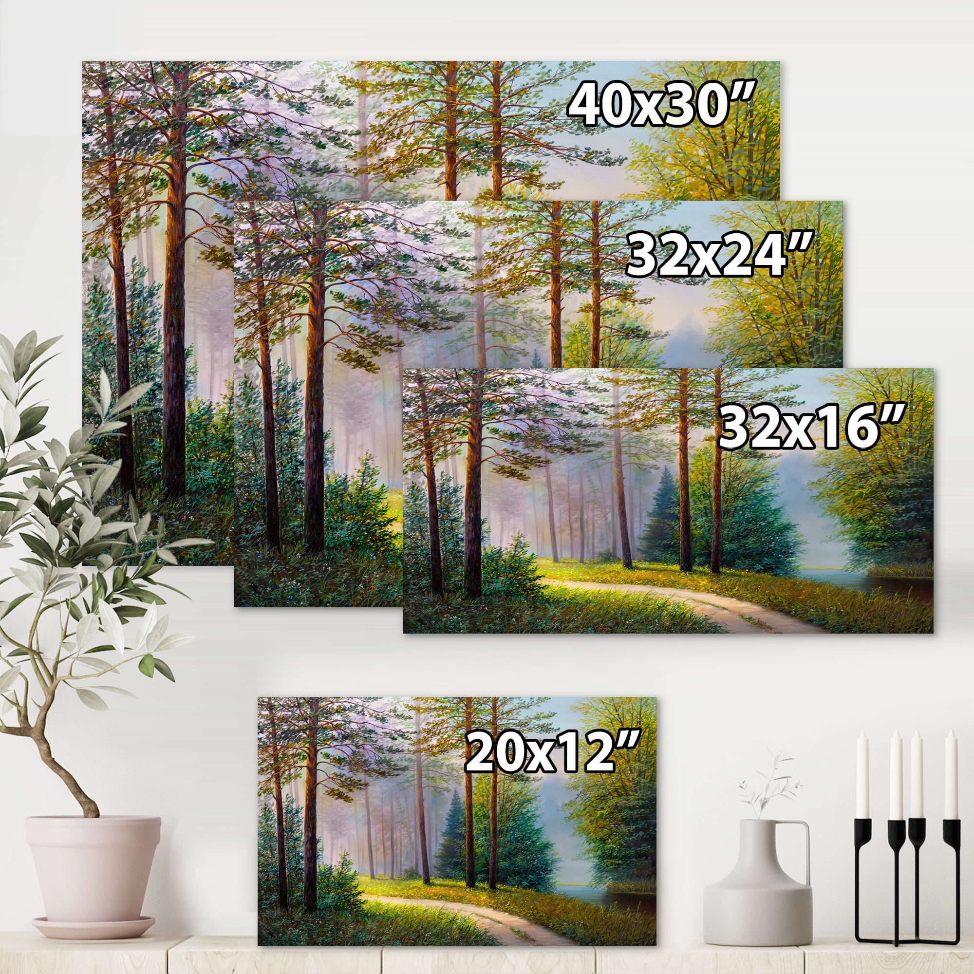 Designart ' Subtle Sunset Light Through The Trees II ' Lake House Canvas Wall Art Print