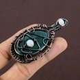 thumbnail image 3 of Natural EvilEye Malachite,Moonstone Gemstone Copper Wire Wrap Pendant 2.95", 3 of 4
