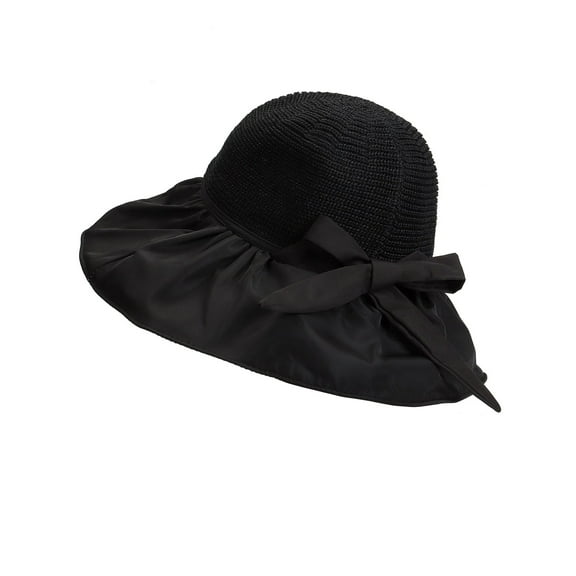 Womens Mesh Sun Hats Wide Brim UV Protection UPF 50  Summer Hat Foldable Beach Hats for Women (Black)