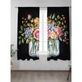 thumbnail image 2 of Sheer Curtains 72 inches Long, Autumn Flowers Watercolor Pink Rose Leaf Bottle Hand Painted Light Filtering Sheer Window Curtains Rod Pocket Voile Drapes for Bedroom Living Room, 52"W x 72"L 2 Panels, 2 of 7