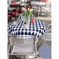 thumbnail image 5 of Outdoor Tablecloth with Umbrella Hole for Patio/Picnic/Party/Camping, Blue Plaid Waterproof Table Cloth Round Cover Washable, Modern Minimalist Geometric Gingham Checkered (Dia 54"), 5 of 8