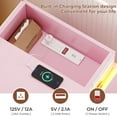 thumbnail image 7 of Afuhokles Set of 2 Nightstand with Charging Station and LED Lights,Night Stand with Sliding Top,Bedside Table with Drawers,Modern End Side Table for Bedroom,Pink, 7 of 7