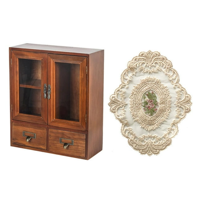 Gabinete de almacenamiento de madera Gabinete de mesa Organización Práctico Versátil Clásico Puerta doble de 3 rejillas