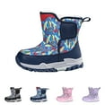 thumbnail image 4 of XXWXYD Boy Snow Boots Girls Boys Snow Boots Outdoor Warm Comfortable Non Slip Mid Calf Padded Small Big Kids Winter Shoes for Simple Casual Breathable Shoe(10.5-11 Years,Blue), 4 of 9