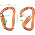 thumbnail image 5 of Auto Locking Carabiner 27KN (6069 lbs), UIAA Certified 4.6" Heavy Duty Carabiner Clips for Climbing, Hammocks, Rappelling, Mountaineering (Orange)$$Sport & Recreation Other, 5 of 8