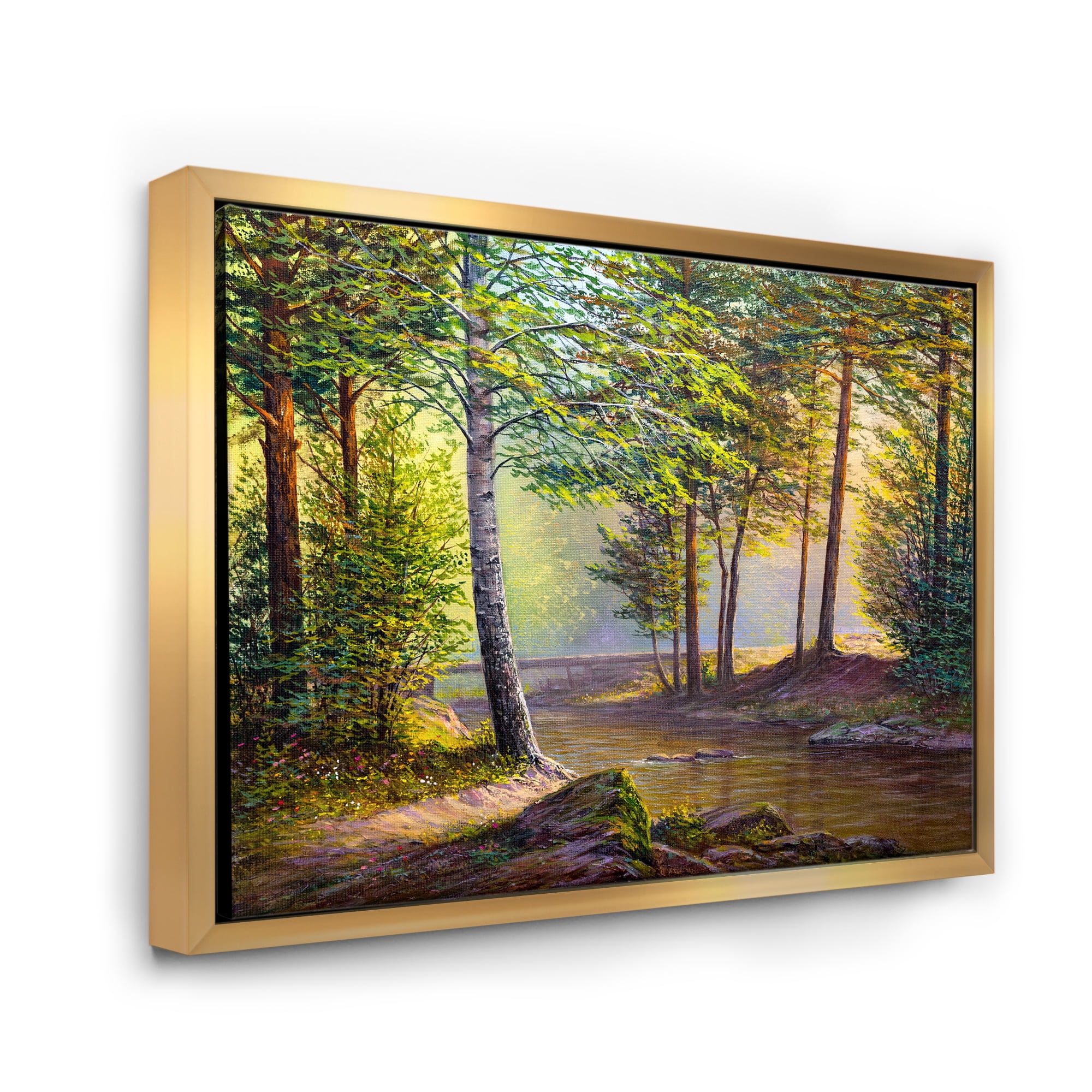 Designart 'Sunrise Glow Through The Awakening Fir Forest' Traditional Framed Canvas Wall Art Print