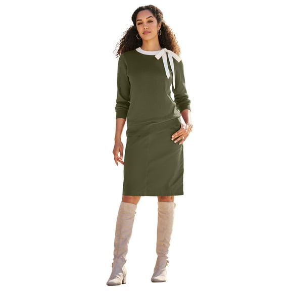 Jessica London Women's Plus Size Tie-Neck Sweater