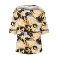 thumbnail image 4 of Sexy mujer Casual impreso media manga Halter collar Clod hombro pulóver blusa camiseta Tops Fridja bn1713, 4 of 5