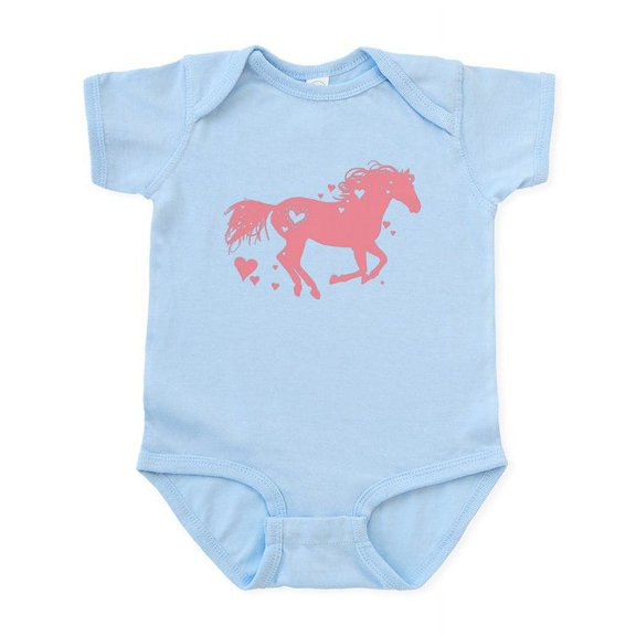 CafePress - Pink Galloping Heart Horse Body Suit - Baby Light Bodysuit, Size Newborn - 24 Months
