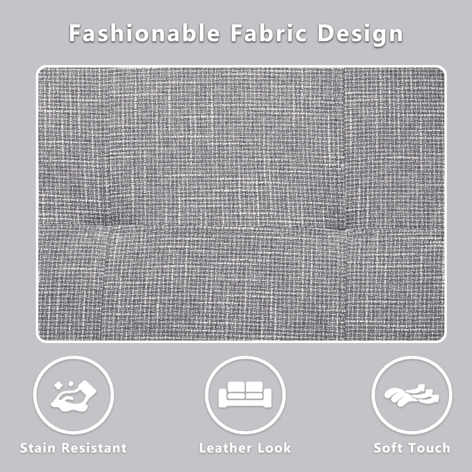 Aukfa Sectional Sofa, Living Room Couch with Storage Ottoman, Left Facing, 2Pillows, Flannel, Gray