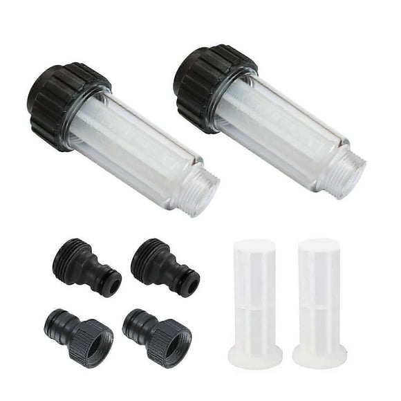 Water Filter for Garden Hose, 2 Pieces 3/4 Inch Water Prefilter Water Filter Set with 4 Filter Elements & 2 Quick Adapters