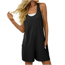 Women's Summer Casual Rompers Square Neck Sleeveless Loose Shorts Jumpsuits 2025 Beach Vacation Clothes