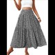thumbnail image 1 of Falda Midi de Cintura Alta Elástica para Mujer, Informal, de Verano, , con Volantes, Estampado Floral, Corte A. Flor Negra XL, 1 of 8