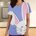 thumbnail image 1 of LSLJS Blouse d'Uniforme de Travail à Manches Courtes Col en V avec Poches, Imprimé Œuf et Lapin de Pâques pour Femmes, 1 of 5