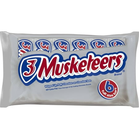 3 Musketeers, Full Size Chocolate Candy Bars, 1.92 Oz, 6 Ct