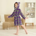 thumbnail image 2 of FORMRS Niños Bathrobe Unisex Hooded Robe Soft Plush Pajamas Sleepwear, Size 2-3T, Gold and Green Floral Pattern, 2 of 7