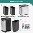 thumbnail image 6 of HOLDN’ STORAGE 36L Triple-Compartment Trash & Recycling Bin for Kitchen, Multi-Access Opening, Odor Control, Stainless Steel, 3 Trash Bag Rolls Included, 6 of 7