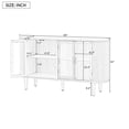 thumbnail image 3 of Buffet Cabinet with 4 Glass Doors, Modern Sideboard Kitchen Cabinet with Adjustable Shelves and Curved Tabletop, 60" Coffee Bar Cabinet Table for Kitchen, Natural, 3 of 7