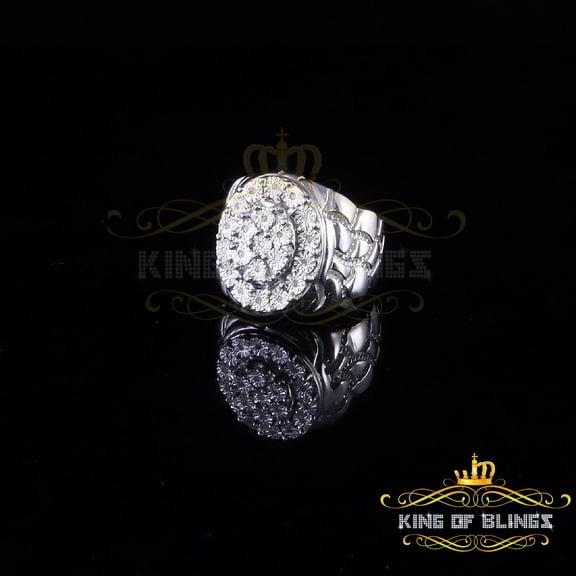 King of Bling's 0.10CT Real Diamond 925 Sterling White Silver Style Round Womens Ring Size 8