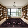 thumbnail image 2 of ODIKA 9'x12' Washable Area Rug Non-Slip, Chair-Friendly Black Celestial Decorative Plum Gothic Floral Design with Moons and Stars for Dining Room, Basement, Large Office, 2 of 7