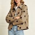 thumbnail image 6 of SBYOJLPB Womens Polka Dot Coats Long Sleeve Lapel Button Waterproof Casual Short Coat for Cozy Everyday Wear, 6 of 8