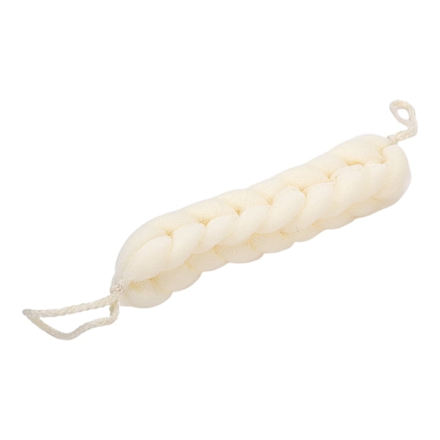 Nvzi Esponja elástica larga para la espalda con asas de cuerda Esponja de malla para ducha y baño - Beige